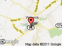 Map of DAWSON MOTORS at 45 Oakland Avenue, Warwick, NY 10990
