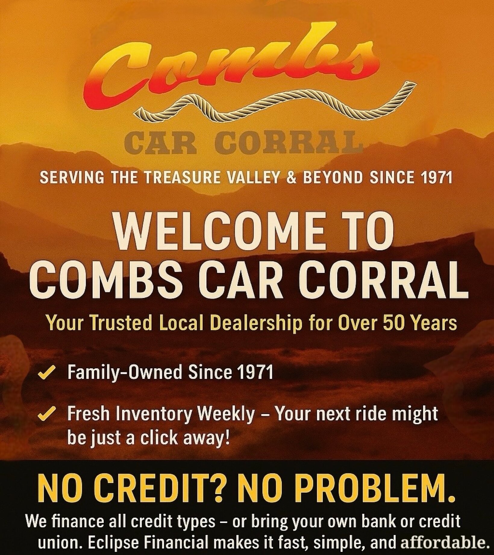 Combs Car Corral Promo - Great Deals & In-House Financing