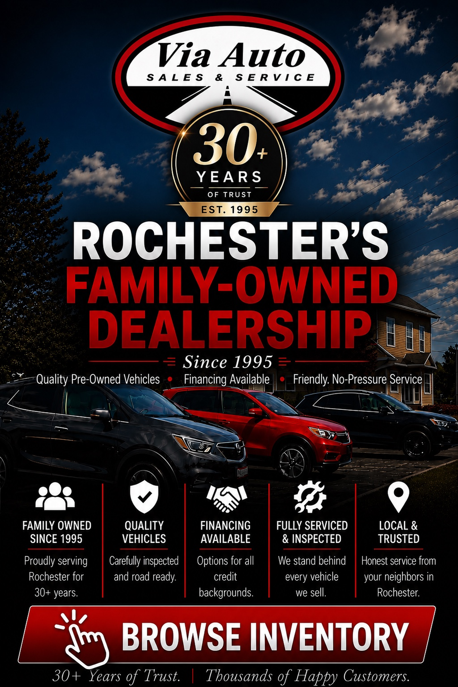 Rochester''''s Family-Owned Dealership Since 1995. Browse Our Wide Selection of Quality Pre-Owned Vehicles Today!