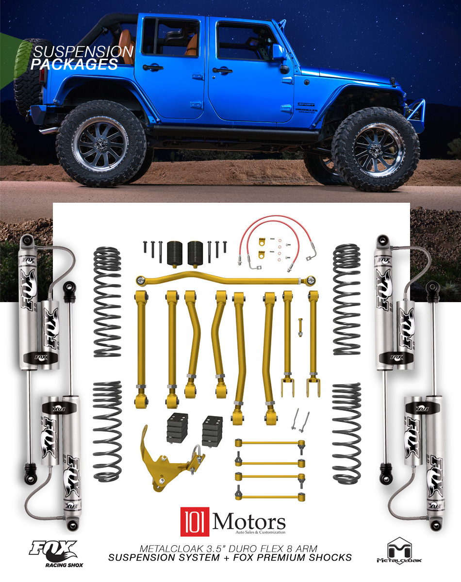 Custom Jeep lifted suspension kit for offroading JK or JL Jeep Wrangler Rubicon
