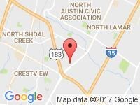 Map of Luxury Auto Works at 8300 N. Lamar Blvd Suite 100, Austin, TX 78753