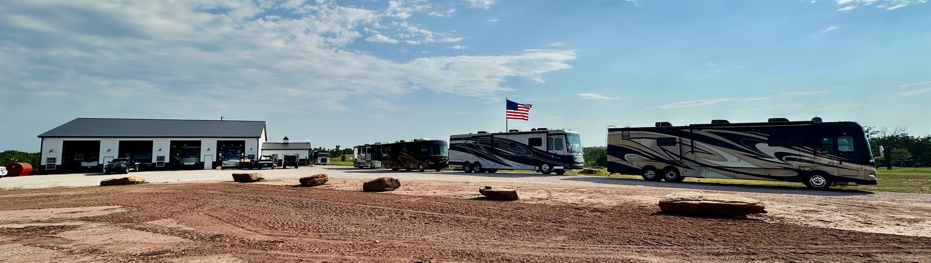 Man enjoying forest scenery next to parked RV