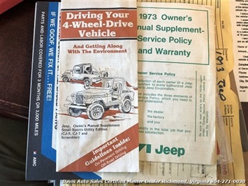 1973 Jeep CJ5 2 Door 4X4 304 V8 Unrestored 3 Speed Manual Loaded   - Photo 48 - North Chesterfield, VA 23237