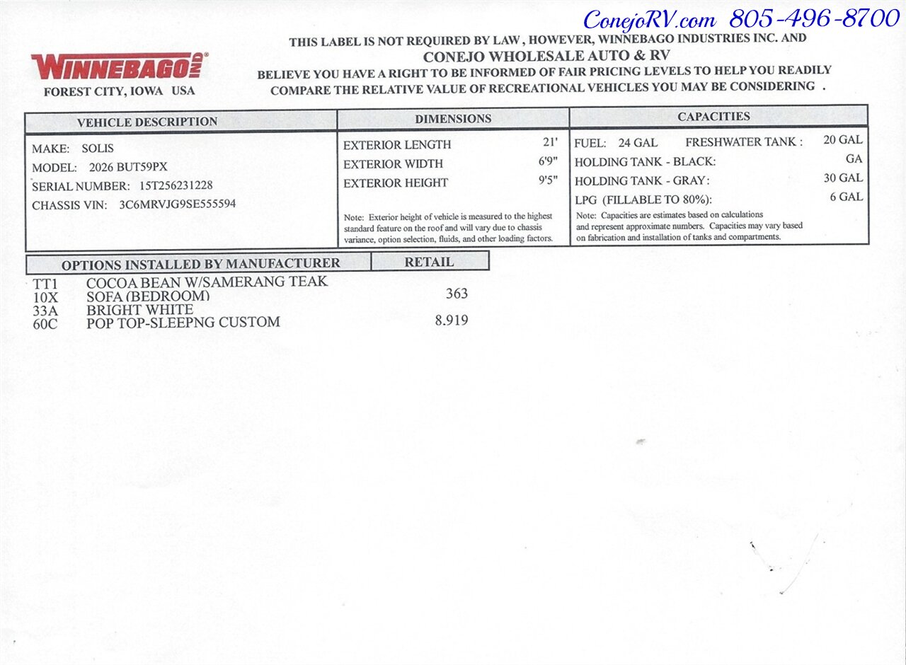 2026 Winnebago Solis 59PX **New For 2026 REAR SOFA** Pop Top Full Galley  Adaptive Cruise Control - Photo 45 - Thousand Oaks, CA 91360