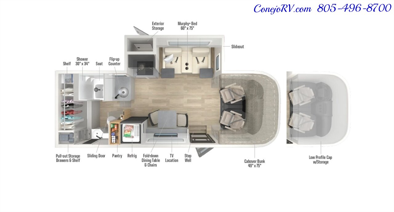 2025 Winnebago View 24T Slide-Out Murphy Bed Mercedes Turbo Diesel Full  Body Paint - Photo 48 - Thousand Oaks, CA 91360