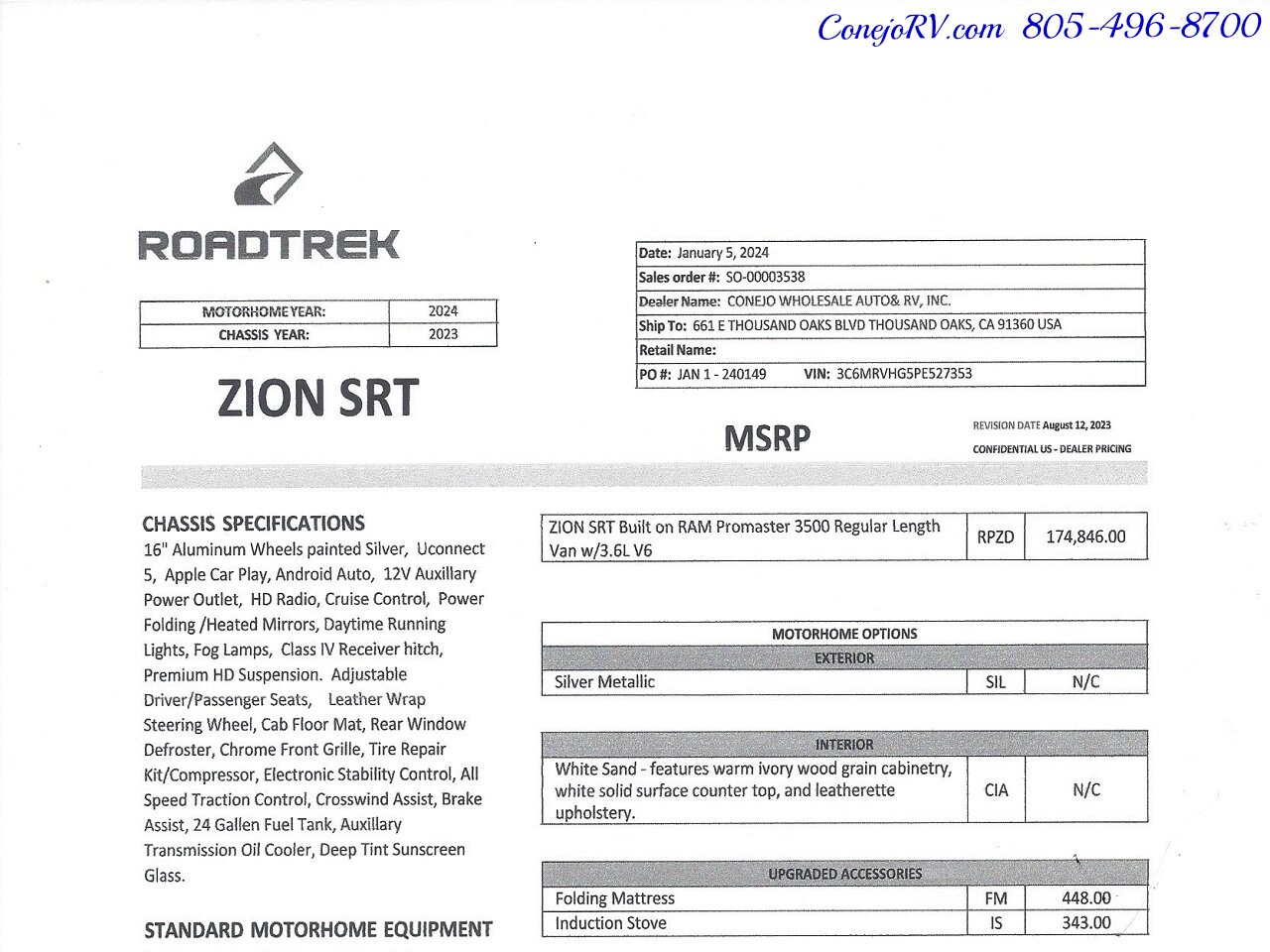 2024 Roadtrek Zion SRT 600 AH Lithium Power System Power Rear Lounge   - Photo 41 - Thousand Oaks, CA 91360