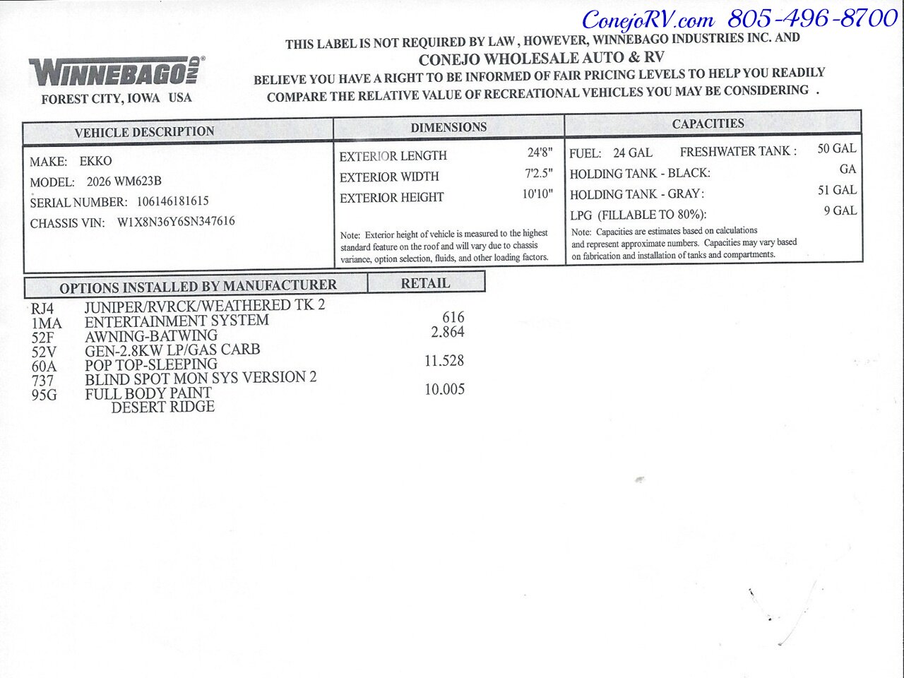 2026 Winnebago Ekko 23B Pop Top Mercedes Sprinter Lithium Power All Wheel  Drive - Photo 61 - Thousand Oaks, CA 91360