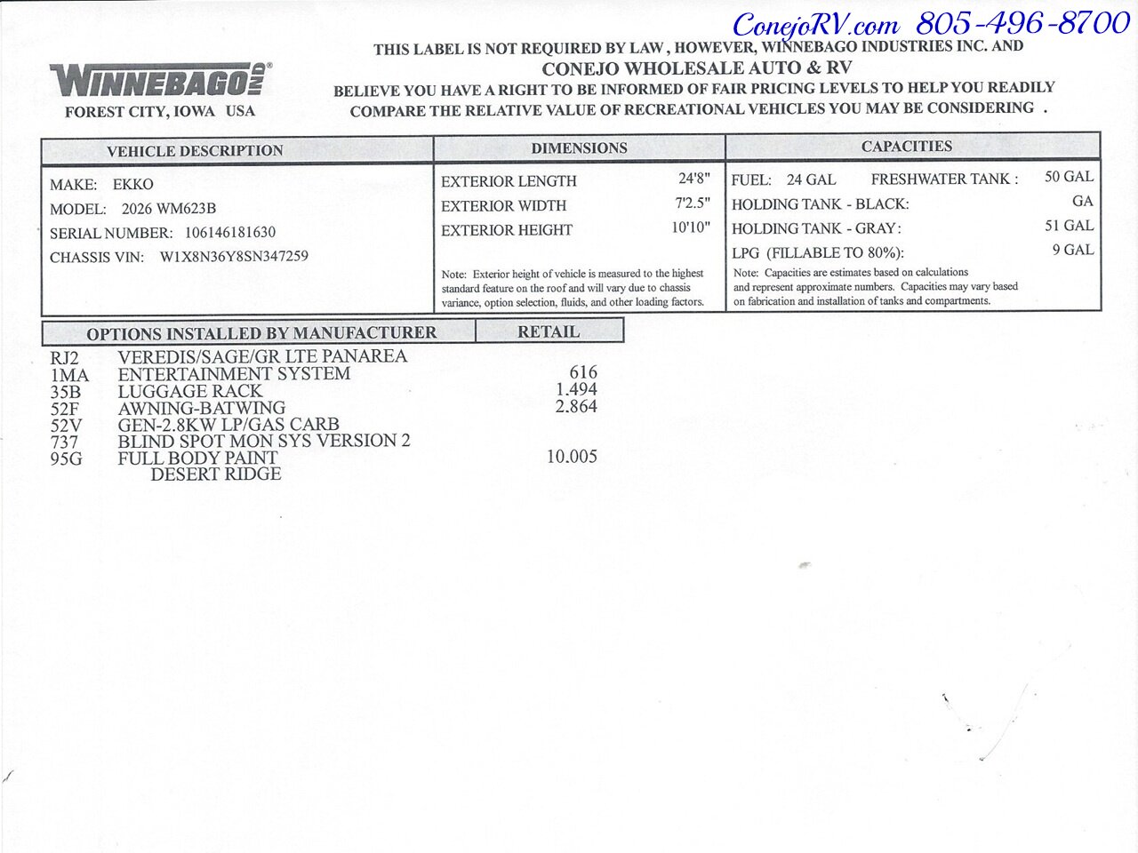 2026 Winnebago Ekko 23B Mercedes Sprinter Lithium Power All Wheel Drive - Photo 54 - Thousand Oaks, CA 91360