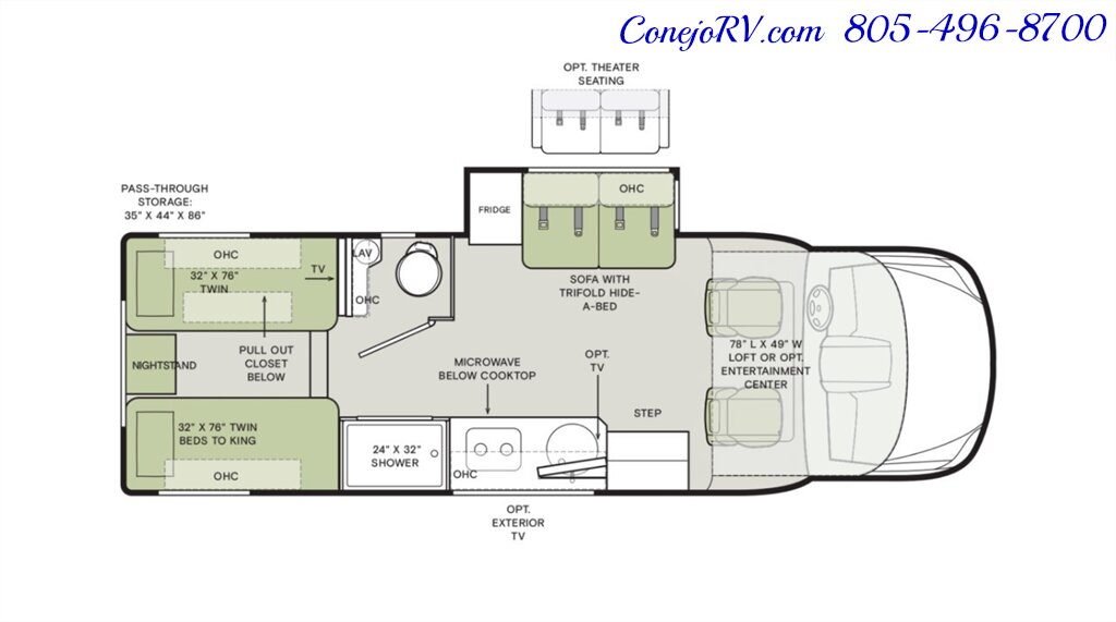 2026 Tiffin Wayfarer 25XLW Slide-Out Theater Seats Mercedes Turbo Diesel Full  Body Paint - Photo 59 - Thousand Oaks, CA 91360