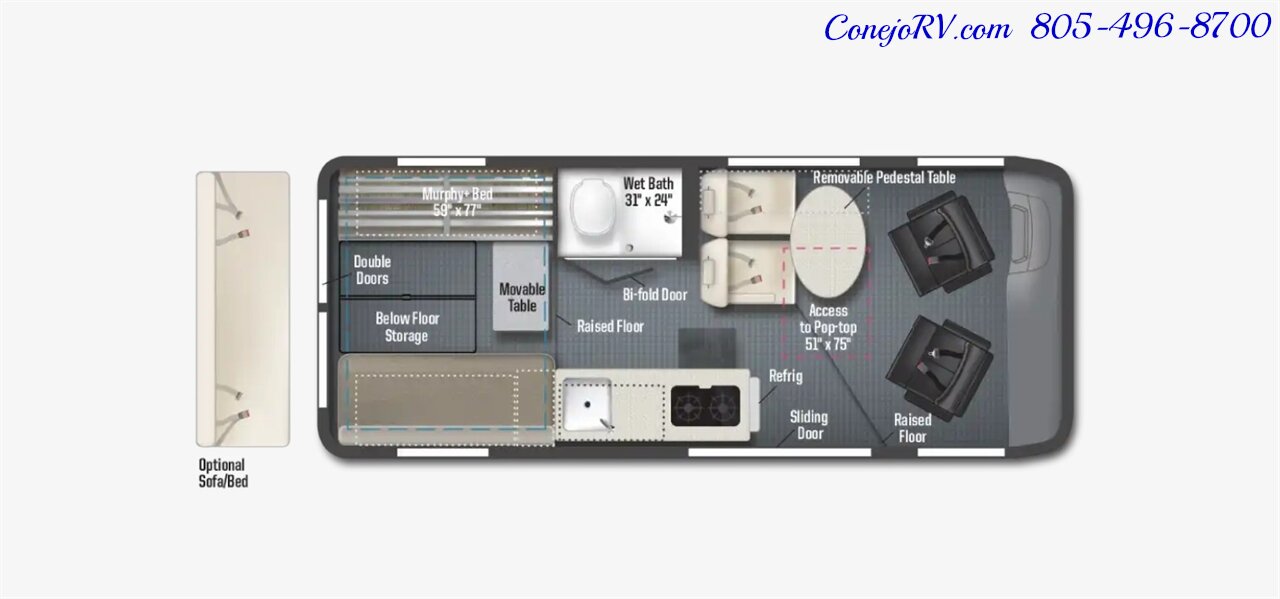 2026 Winnebago Solis 59P **NEW FOR 2026 2.8KW GENERATOR**Pop Top Full Galley Convertible SOFA Roof AC - Photo 44 - Thousand Oaks, CA 91360