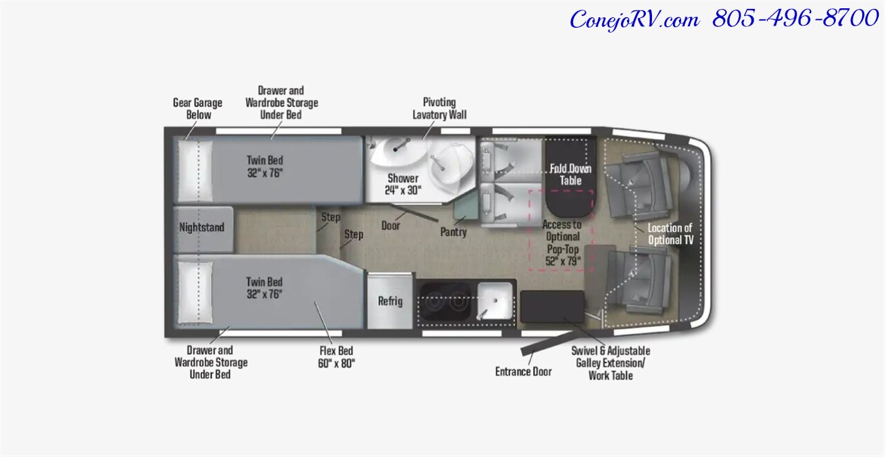 2026 Winnebago Ekko 22A Pop Top Lithium Power 310HP All Wheel Drive   - Photo 56 - Thousand Oaks, CA 91360