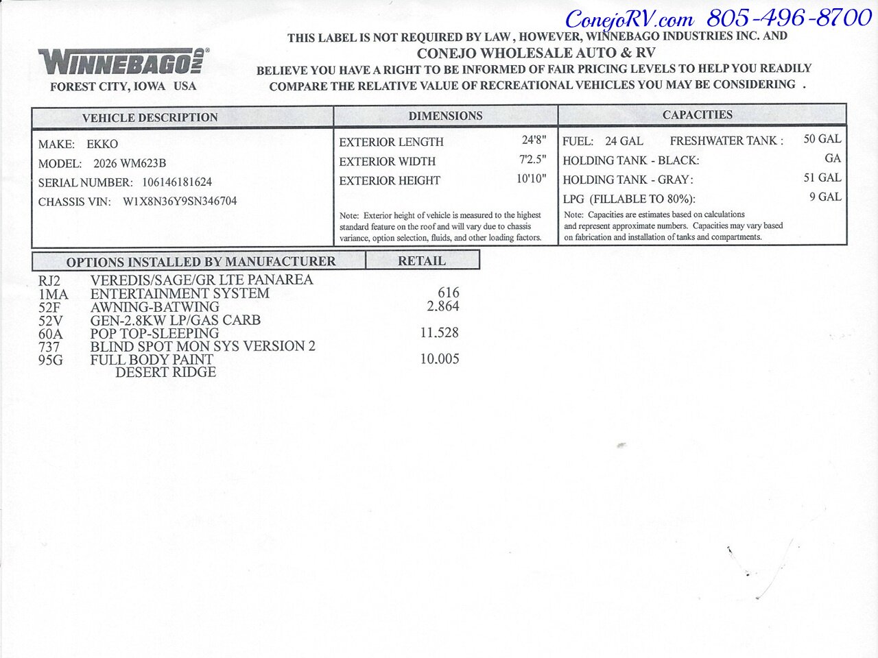 2026 Winnebago Ekko 23B Mercedes Sprinter Lithium Power All Wheel Drive  Pop Top - Photo 60 - Thousand Oaks, CA 91360