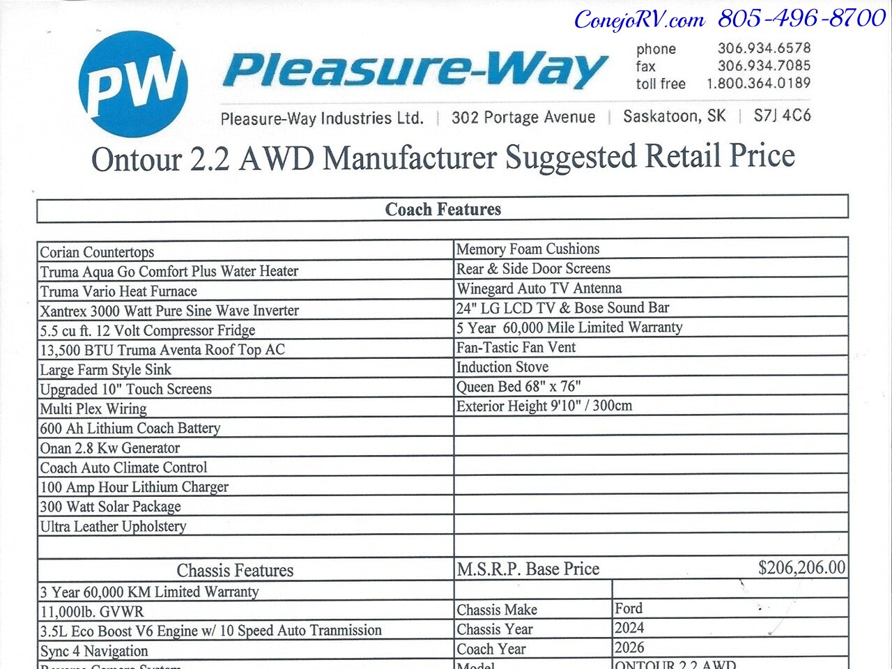 2026 Pleasure-Way Ontour 2.2 AWD Lithium System Ford Transit 350 Chassis 3.5L  EcoBoost Engine - Photo 48 - Thousand Oaks, CA 91360