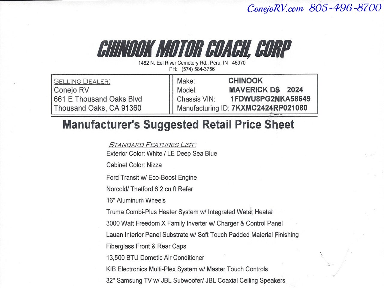 2024 Chinook Maverick DS Opposing Couches Ford Transit All Wheel Drive   - Photo 55 - Thousand Oaks, CA 91360