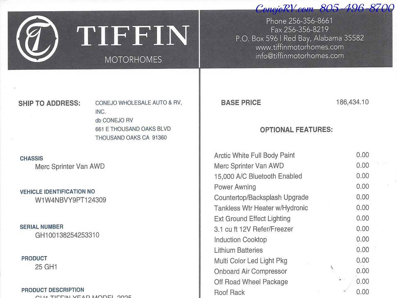 2025 Tiffin GH1 AWD Sprinter Mercedes Turbo Diesel Battle Horn  Lithium Ion Kit - Photo 47 - Thousand Oaks, CA 91360