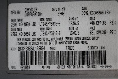 1998 Dodge Ram 2500 Laramie SLT  1-OWNER* SHORT BED* ALL SERVICE RECORDS SINCE NEW W/ ORIGINAL WINDOW STICKER* NEW 33 " BFG KO3 10-PLYS* NEVER HAD 5TH WHEEL OR GOOSE NECK* COOLANT & AC SERVICE* NEW STEERING BOX - Photo 89 - Portland, OR 97230