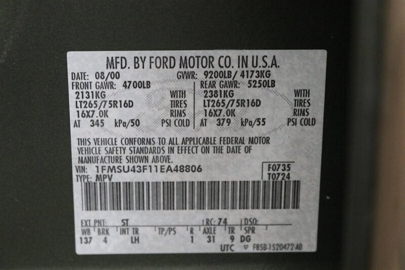 2001 Ford Excursion Limited  2-OWNER* 100% RUST FREE* FULLY LOADED LIMITED 7.3L* 4X4* FRESH FULL SERVICE W/ NEW BRAKES-ROTORS-CALIPERS* COOLANT FLUSH* AC CHARGE* NEW TIRES* ALL BOOKS & KEYS* 100% RUST & CORROSION FREE - Photo 93 - Portland, OR 97230