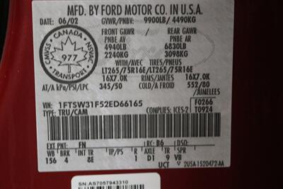 2002 Ford F-350 Lariat  SHORT BED* LINEX BED LINER* 6 "BILSTEIN LIFT* NEW 37 " A/T 10-PLYS W/17 " WELD WHEELS* ALL NEW FLUIDS* 2007 GRILL-LIGHTS-BUMPERS* LARIAT 6-PASSENGER* ALL BOOKS & MANUALS* - Photo 95 - Portland, OR 97230
