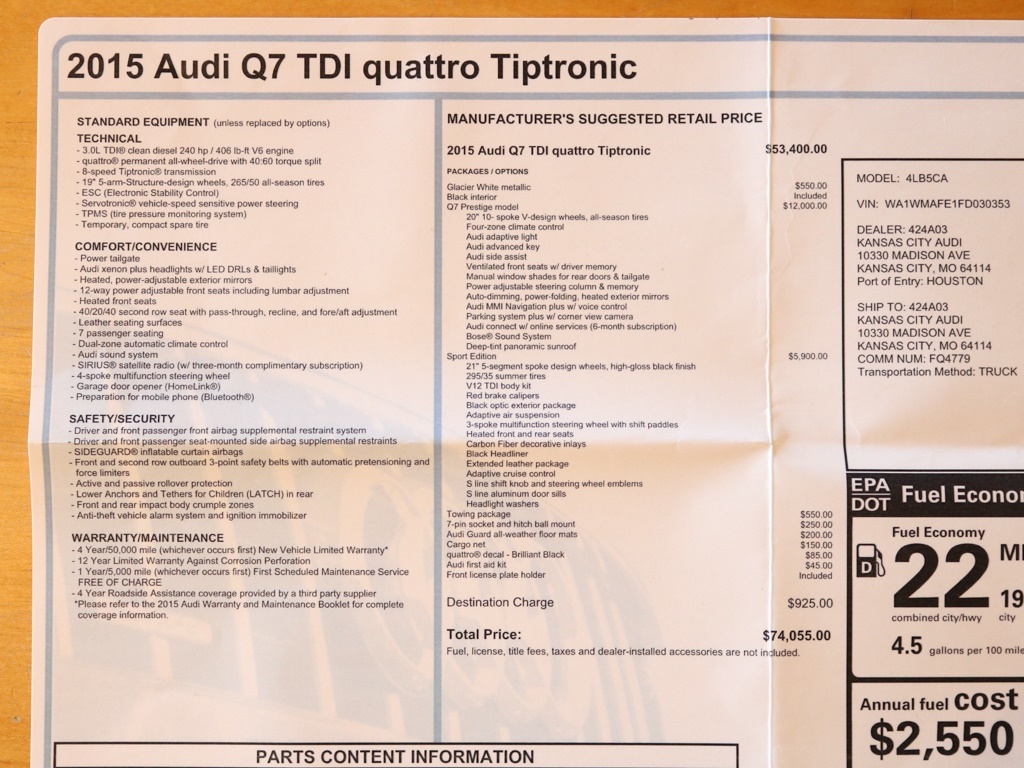 2015 Audi Q7 3.0 quattro TDI Pres   - Photo 56 - Springfield, MO 65802