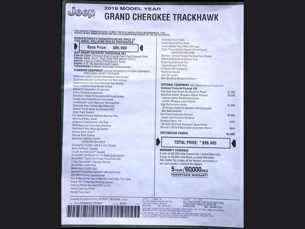 2018 Jeep Grand Cherokee Trackhawk   - Photo 46 - Springfield, MO 65802