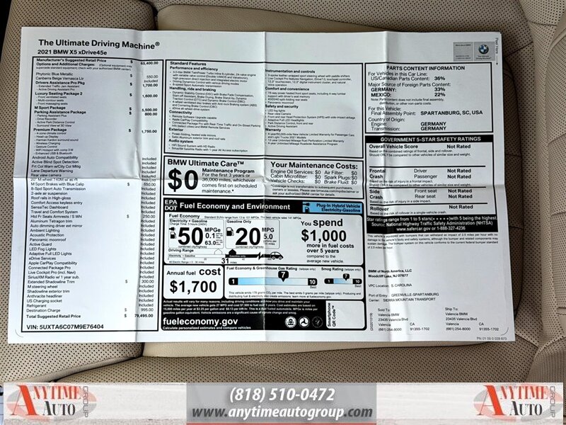 2021 BMW X5 xDrive45e - Photo 38 - Sherman Oaks, CA 91403-1701