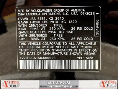 2021 Volkswagen Atlas 3.6L V6 SE w/Technology  w/ Technology Pkg - Photo 35 - Sherman Oaks, CA 91403-1701
