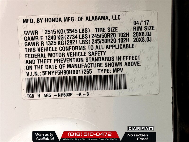 2017 Honda Pilot Touring - Photo 32 - Sherman Oaks, CA 91403-1701