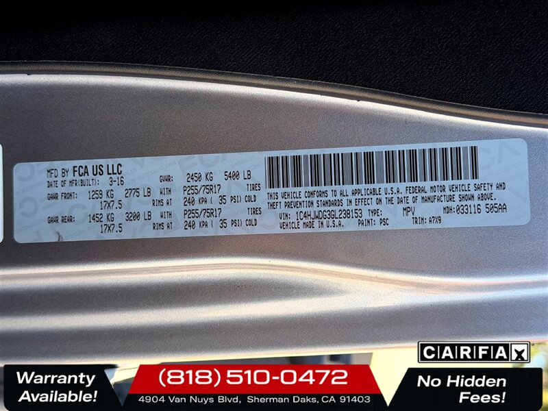 2016 Jeep Wrangler Unlimited Sport S   - Photo 35 - Sherman Oaks, CA 91403-1701