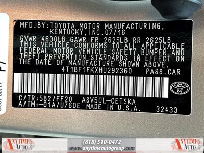 2017 Toyota Camry SE   - Photo 27 - Sherman Oaks, CA 91403-1701