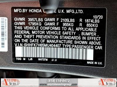 2021 Honda Civic EX   - Photo 26 - Sherman Oaks, CA 91403-1701