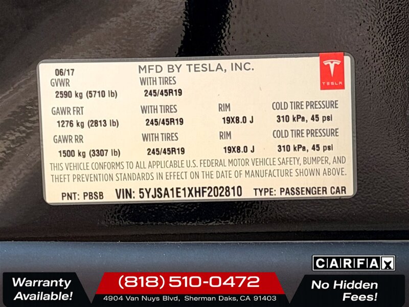 2017 Tesla Model S 75   - Photo 26 - Sherman Oaks, CA 91403-1701