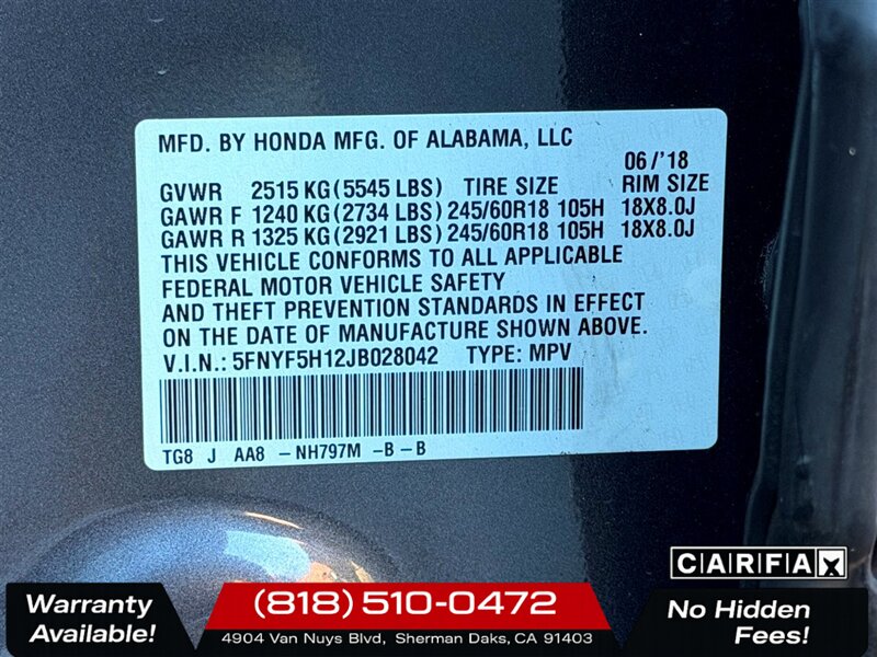 2018 Honda Pilot LX   - Photo 29 - Sherman Oaks, CA 91403-1701