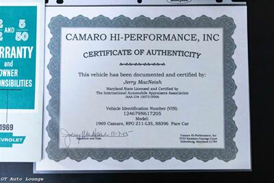 1969 Chevrolet Camaro Z11 396 Indy Pace Car   - Photo 73 - Rancho Cordova, CA 95742