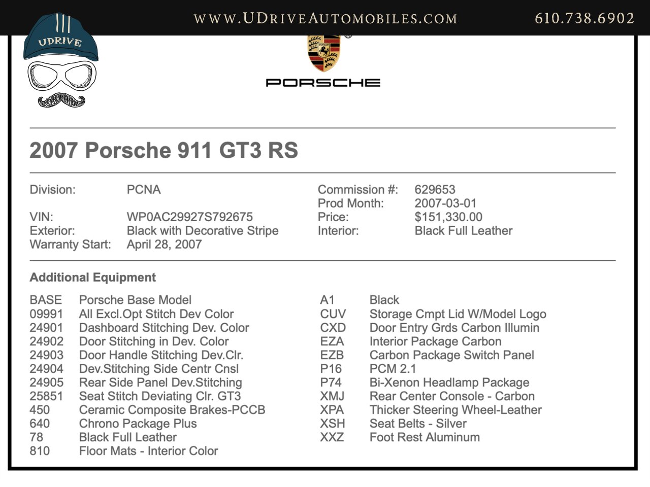 2007 Porsche 911 GT3 RS PCCB's Orange Deviating Stitching Carbon  Fiber Sport Chrono Full Lthr High $151k MSRP - Photo 2 - West Chester, PA 19382