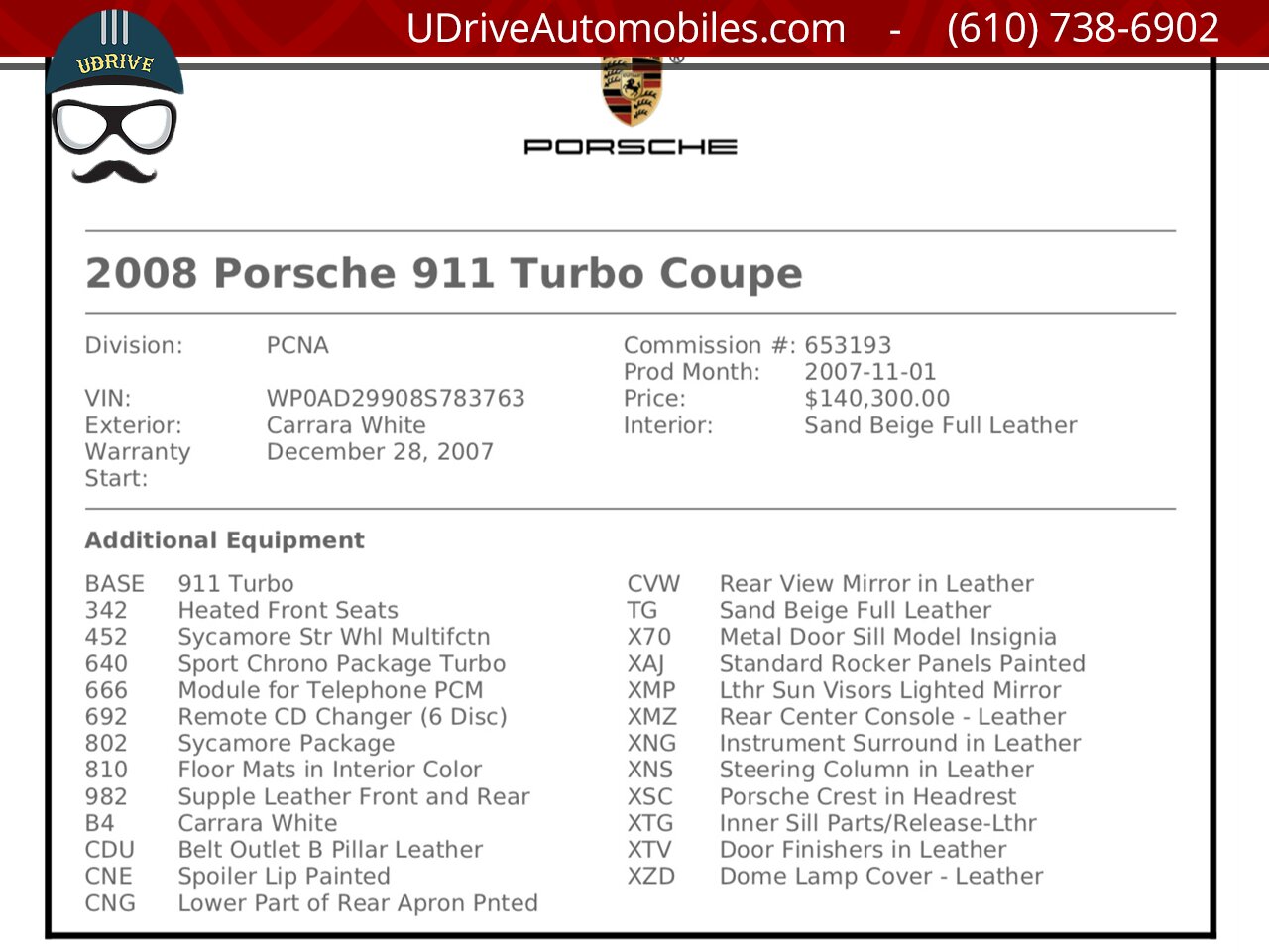 2008 Porsche 911 Turbo 997 RARE Carrara White 6 Spd Service History  Chrono Unique Build Pntd Lowers Leather Everywhere - Photo 2 - West Chester, PA 19382