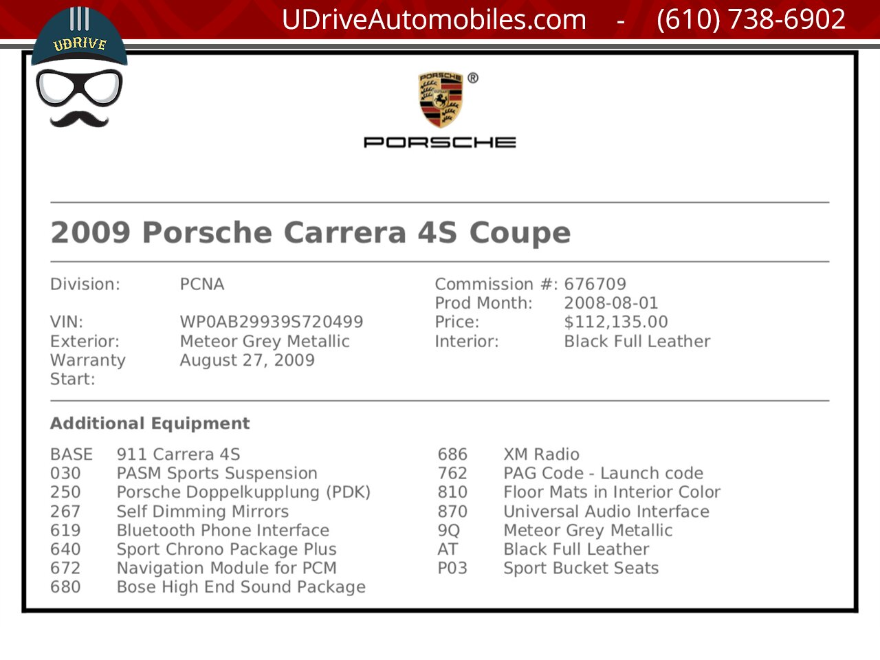 2009 Porsche 911 997.2 C4S Rare Launch Car Carbon Bucket Seats  Sports Chrono Plus Full Lthr PASM Sports Susp SAT Bluetooth 17k Miles $112k MSRP - Photo 2 - West Chester, PA 19382