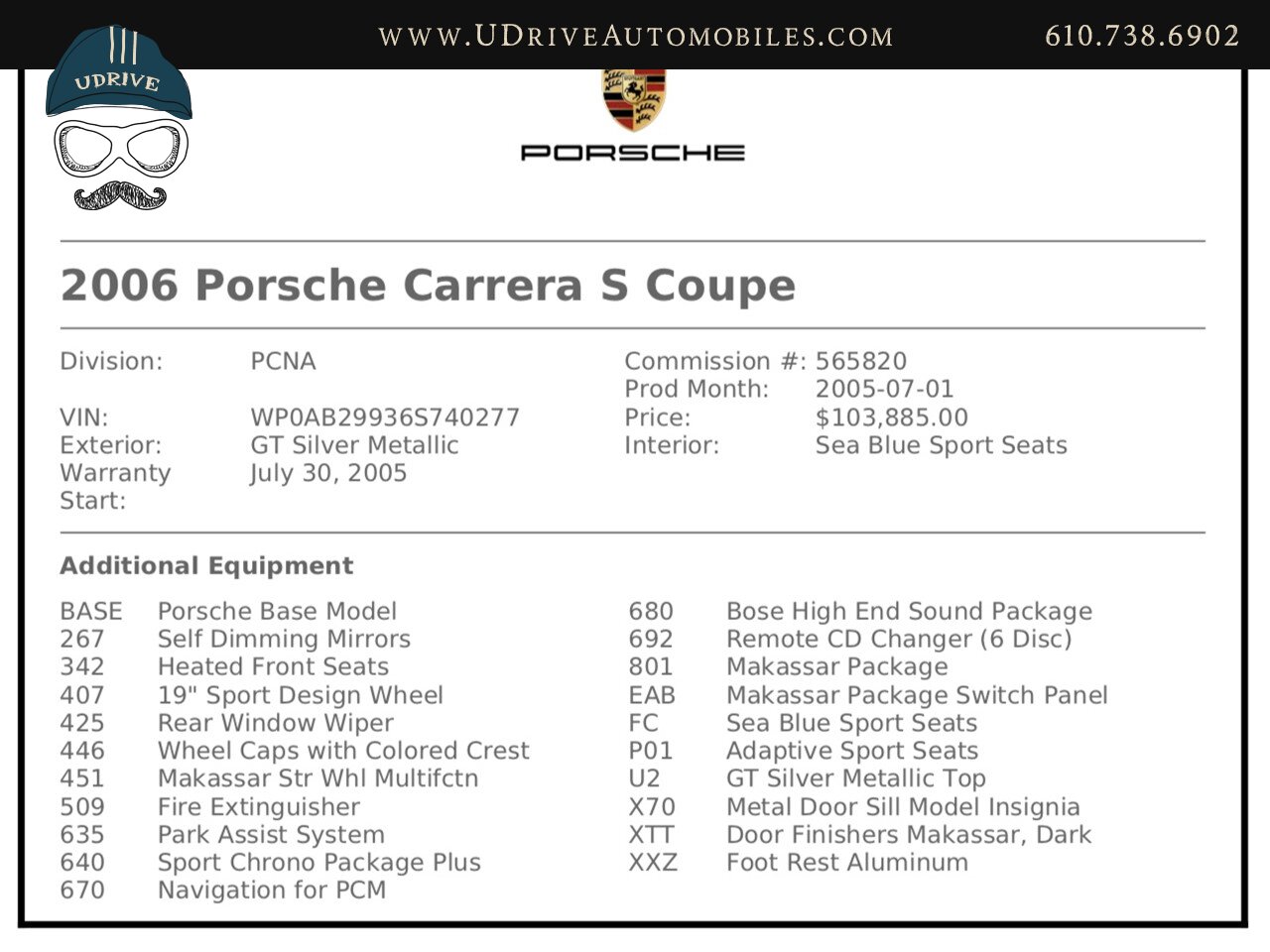 2006 Porsche 911 S 997 6 Speed Sea Blue Lthr Adap Sport Sts Chrono  Rare Color Combo Service History - Photo 2 - West Chester, PA 19382
