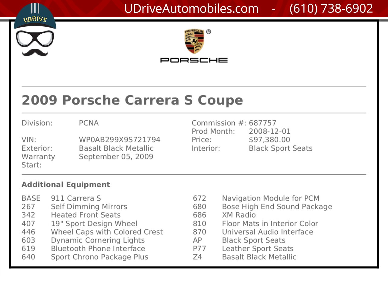 2009 Porsche 911 Carrera S 997.2 6 Speed Chrono Sport Seats  Detailed Service History - Photo 2 - West Chester, PA 19382