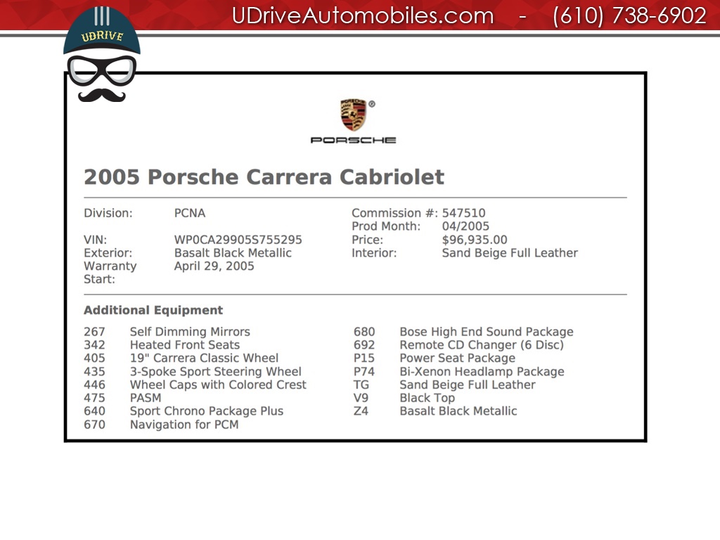 2005 Porsche 911 Carrera Cabriolet 11k Miles 6 Spd Chrono Full Lthr   - Photo 2 - West Chester, PA 19382