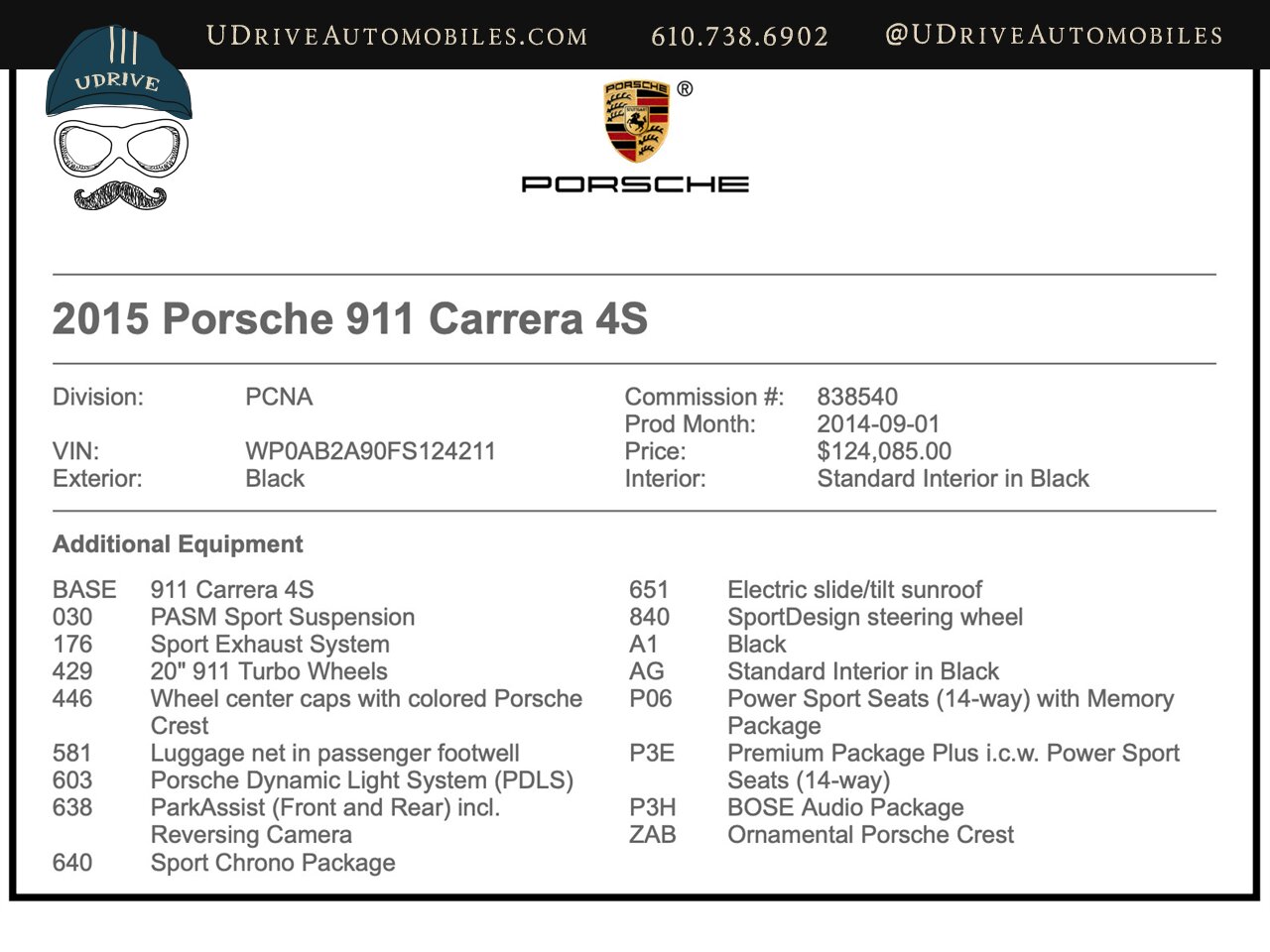 2015 Porsche 911 Carrera 4S  RARE 991 C4S 7 Speed Manual Sport Exhaust Prem Pkg Plus Pwr Sport Seats Turbo Whls Snrf - Photo 2 - West Chester, PA 19382