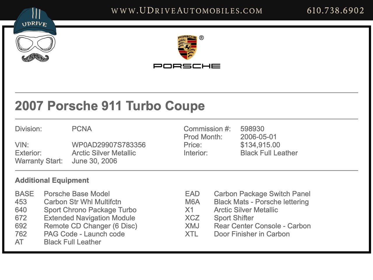 2007 Porsche 911 Turbo  6 Sp 5k Miles Chrono Sport Shifter Full PPF - Photo 2 - West Chester, PA 19382
