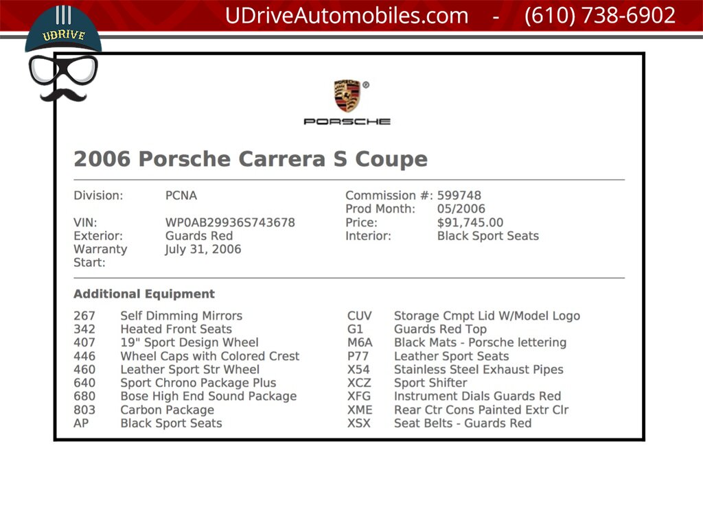 2006 Porsche 911 S 997S 6 Spd Sport Seats Sport Shift Carbon   - Photo 2 - West Chester, PA 19382