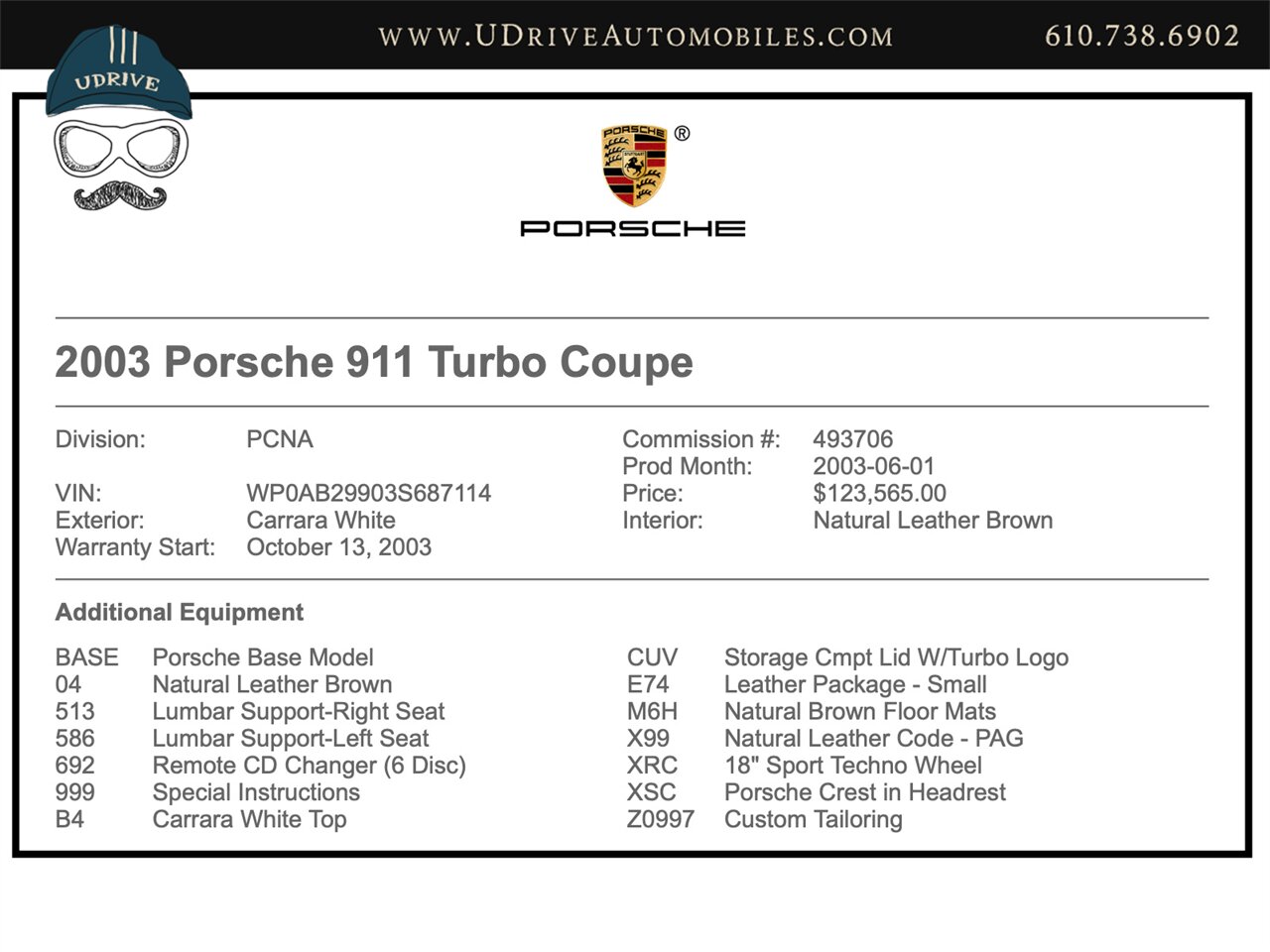 2003 Porsche 911 Turbo 6 Speed 7k Miles Rare Color Combo  Sport Techno Wheels - Photo 2 - West Chester, PA 19382