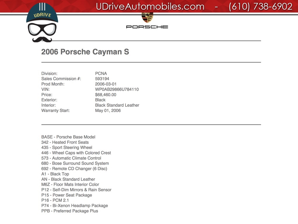 2006 Porsche Cayman S 6 Speed Manual Nav Htd Seats Bose Xenons   - Photo 2 - West Chester, PA 19382