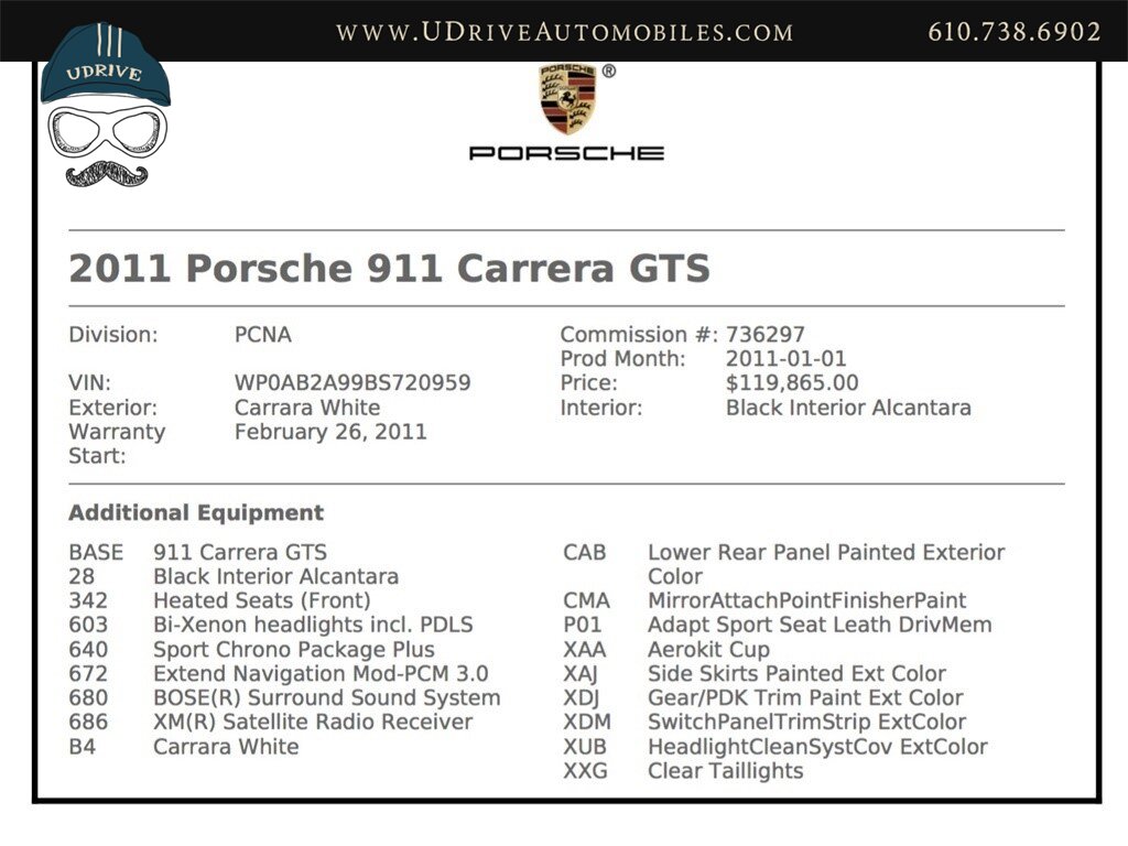 2011 Porsche 911 997.2 GTS 6 Speed Factory Aerokit 20k Miles Chrono  Alcantara Adap Sport Seats Center Lock Wheels $120k MSRP - Photo 2 - West Chester, PA 19382