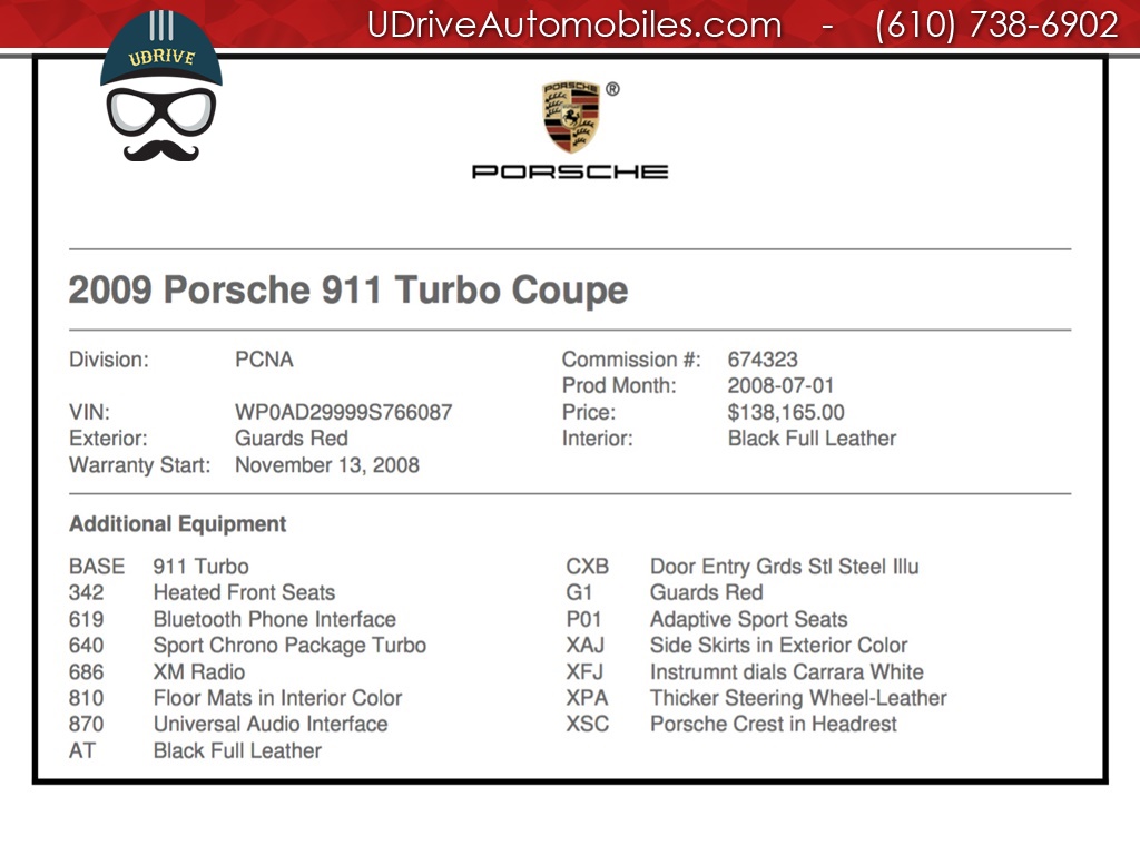2009 Porsche 911 997 Turbo 3k MIles 6 Speed Adap Sport Seats Chrono   - Photo 2 - West Chester, PA 19382