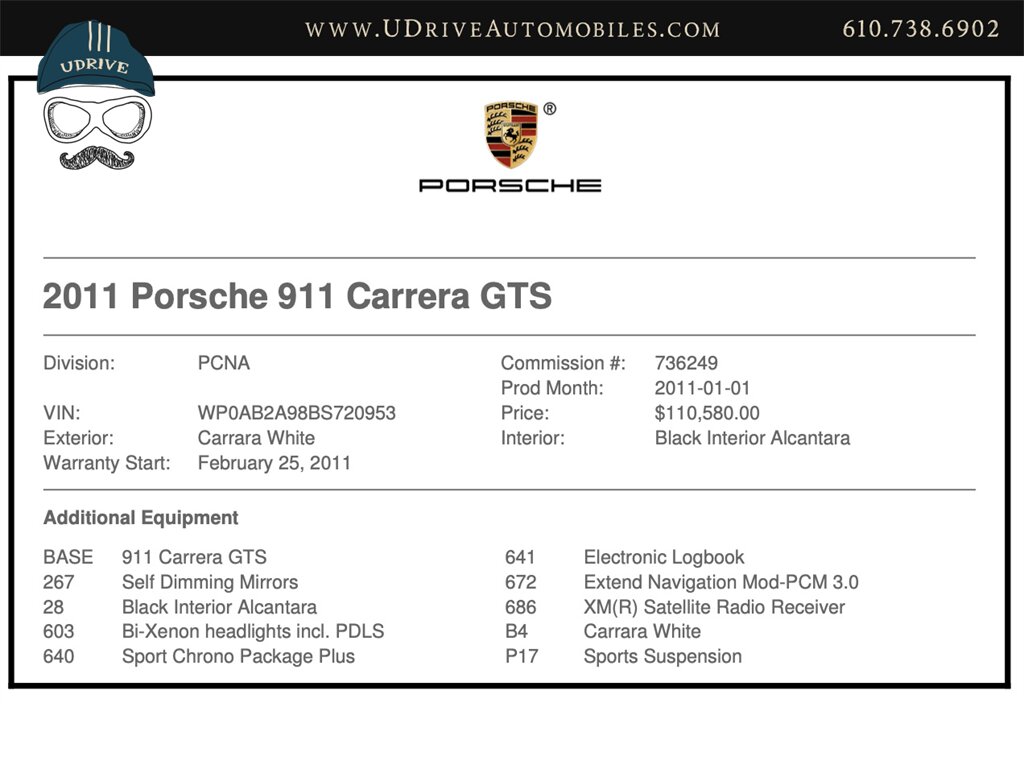 2011 Porsche 911 Carrera GTS 6 Speed 8k Miles Sports Suspension  Carrara White 997.2 - Photo 2 - West Chester, PA 19382
