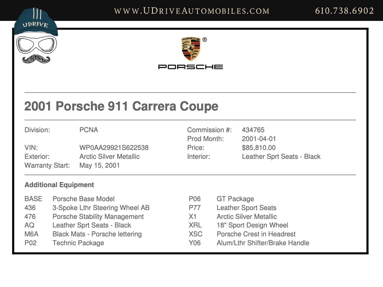 2001 Porsche 911 996 6Sp P06 GT Pkg Factory Aerokit M030 Sport Susp  Sport Seats Sport Design Whls $8k in Recent Service IMS Complete - Photo 1 - West Chester, PA 19382