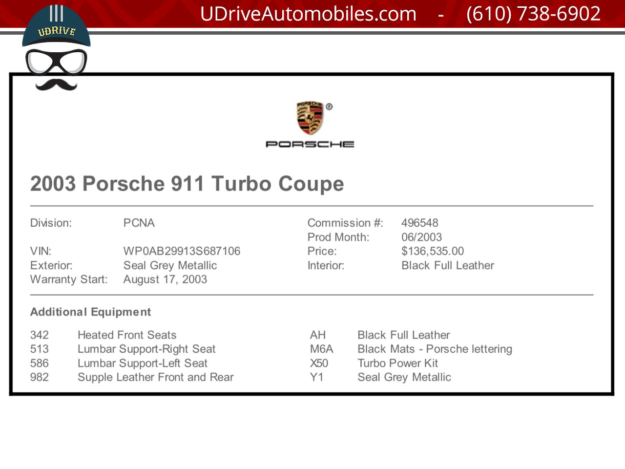 2003 Porsche 911 996 Turbo X50 Power Kit 6 Speed Seal Grey  over Black Leather - Photo 2 - West Chester, PA 19382