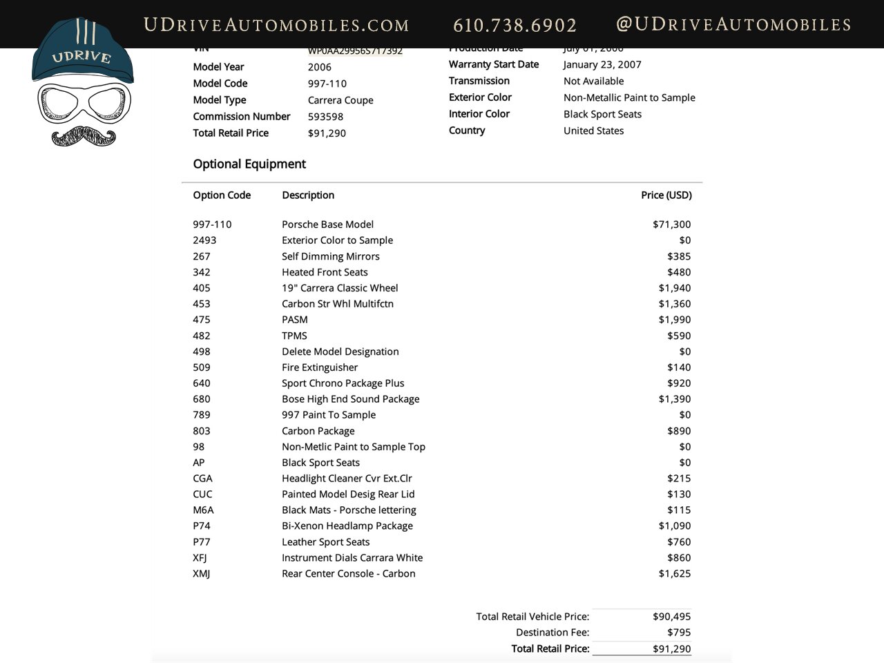 2006 Porsche 911 Carrera  Paint to Sample Maritime Blue 6 Speed Chrono Sport Seats Full PPF - Photo 2 - West Chester, PA 19382